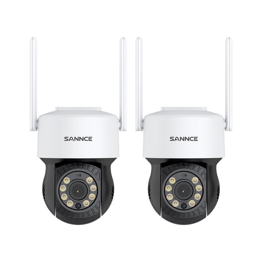 5MP WLAN PT Überwachungskamera, 350°/90° PT Schwenkbar, Zwei-Wege-Audio, KI Personenerkennung, IP66 Wasserdicht, Kompatibel mit Alexa, Für SANNCE N48WHE/N98WHE NVR (2 Stück)