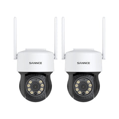 5MP WLAN PT Überwachungskamera, 350°/90° PT Schwenkbar, Zwei-Wege-Audio, KI Personenerkennung, IP66 Wasserdicht, Kompatibel mit Alexa, Für SANNCE N48WHE/N98WHE NVR (2 Stück)