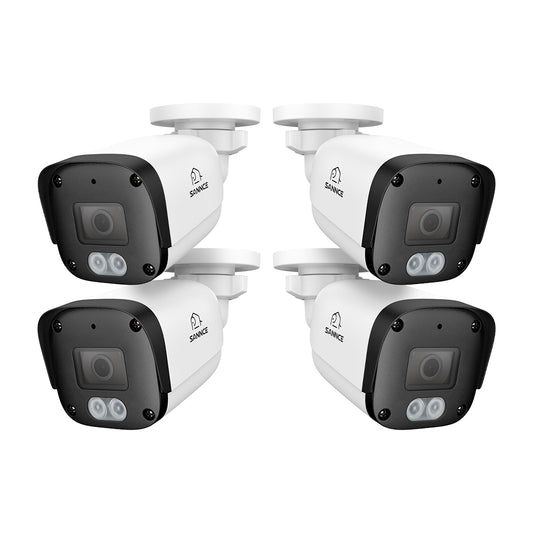 4 STÜCK 5MP Full HD PoE IP-Sicherheitskamera, Nachtsicht, erweiterte Erkennung, IP67 wasserdicht