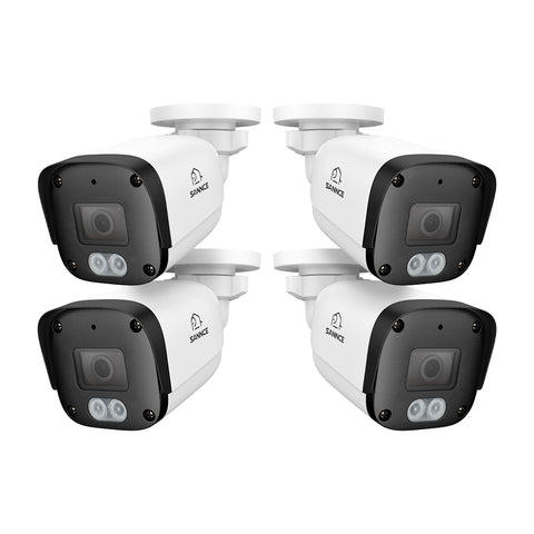 4 STÜCK 3MP Full HD PoE IP Bullet-Überwachungskamera, Zweiwegekommunikation