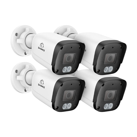 4 STÜCK 5MP Full HD PoE IP-Sicherheitskamera, Nachtsicht, erweiterte Erkennung, IP67 wasserdicht