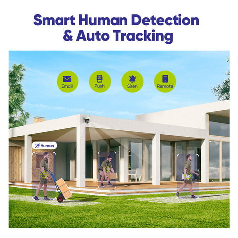 10-Kanal Wireless PT Sicherheitskamerasystem, 5MP NVR mit 10.1'' LCD Monitor, schwenk- und neigbare IP-Kameras, AI Human Detection, Fernzugriff, Smart Motion Alerts, Arbeit mit Alexa