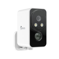Camstro 2K kabellose Außenkamera mit Farb-Nachtsicht, PIR-Bewegungserkennung, Zwei-Wege-Audio, IP66, Cloud-/SD-Speicher, Alexa-kompatibel, WLAN 2,4 GHz, wiederaufladbarer Akku.