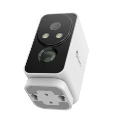 Camstro 2K kabellose Außenkamera mit Farb-Nachtsicht, PIR-Bewegungserkennung, Zwei-Wege-Audio, IP66, Cloud-/SD-Speicher, Alexa-kompatibel, WLAN 2,4 GHz, wiederaufladbarer Akku.