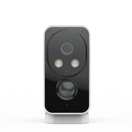 Camstro 2K kabellose Außenkamera mit Farb-Nachtsicht, PIR-Bewegungserkennung, Zwei-Wege-Audio, IP66, Cloud-/SD-Speicher, Alexa-kompatibel, WLAN 2,4 GHz, wiederaufladbarer Akku.