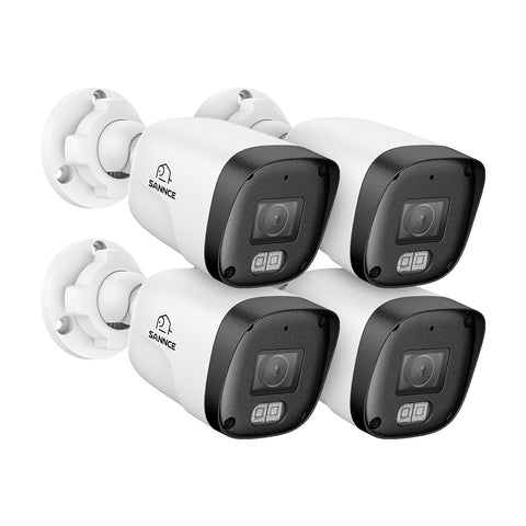 4 STÜCK 3MP Full HD PoE IP Bullet-Überwachungskamera, Zweiwegekommunikation