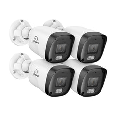 4 STÜCK 3MP Full HD PoE IP Bullet-Überwachungskamera, Zweiwegekommunikation
