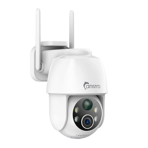 Camstro 3MP Outdoor-Sicherheits-IP-Kamera mit Solarbetrieb, 5200mAh Akku, 130° Ultraweitwinkel, Farbnachtsicht, intelligente Personen- und Fahrzeugerkennung, Zwei-Wege-Audio, kompatibel mit Alexa und Google Assistant