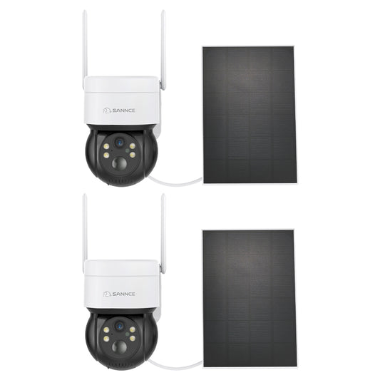 2 Stück WLAN IP Überwachungskamera Aussen Akku mit Solarpanel, 4MP Super HD (2560x1440), 350°/90° PT Schwenkbar, Farbnachtsicht, 2-Wege-Audio, Kompatibel mit Alexa