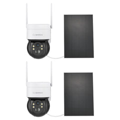 2 Stück WLAN IP Überwachungskamera Aussen Akku mit Solarpanel, 4MP Super HD (2560x1440), 350°/90° PT Schwenkbar, Farbnachtsicht, 2-Wege-Audio, Kompatibel mit Alexa