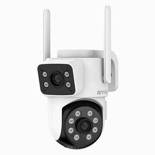 WCD220 - 4MP Dual-Lens WLAN Überwachungskamera Außen, 355° Schwenk & 90° Neigung, 2,4 GHz WiFi, Personenerkennung, Dual-Light Nachtsicht, Sirenenalarm, 2-Wege-Audio, Cloud & max. 128 GB Speicher, Alexa kompatibel