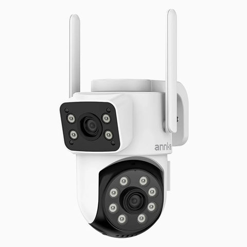 WCD220 - 4MP Dual-Lens WLAN Überwachungskamera Außen, 355° Schwenk & 90° Neigung, 2,4 GHz WiFi, Personenerkennung, Dual-Light Nachtsicht, Sirenenalarm, 2-Wege-Audio, Cloud & max. 128 GB Speicher, Alexa kompatibel