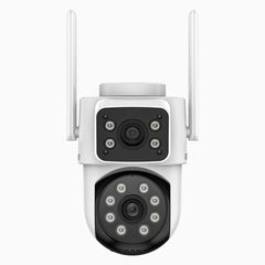 WCD220 - 4MP Dual-Lens WLAN Überwachungskamera Außen, 355° Schwenk & 90° Neigung, 2,4 GHz WiFi, Personenerkennung, Dual-Light Nachtsicht, Sirenenalarm, 2-Wege-Audio, Cloud & max. 128 GB Speicher, Alexa kompatibel