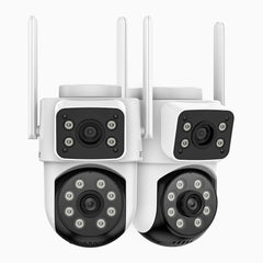 WCD220 - 4MP Dual-Lens WLAN Überwachungskamera Außen, 355° Schwenk & 90° Neigung, 2,4 GHz WiFi, Personenerkennung, Dual-Light Nachtsicht, Sirenenalarm, 2-Wege-Audio, Cloud & max. 128 GB Speicher, Alexa kompatibel
