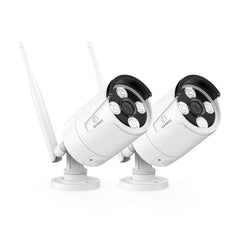 Kabellose 8-MP-Überwachungskamera, 2 Wi-Fi-IP-Kameras für SANNCE N98WHG NVR, Personenerkennung und intelligente Bewegungswarnungen, 30-Meter-Nachtsicht, Zwei-Wege-Audio, funktioniert mit Alexa