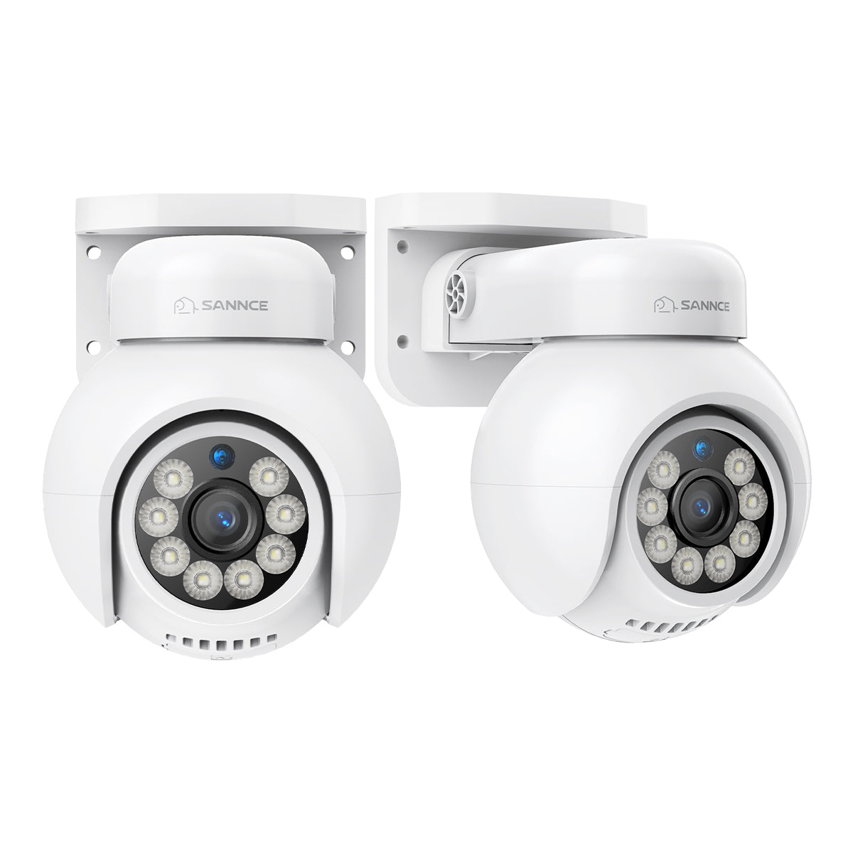 2 STÜCK 4K POE Überwachungskamera, 8MP Ultra-HD (3840×2160), 350°/90° PTZ Schwenkbar, Intelligente Personen-/Fahrzeugerkennung, 2-Wege-Audio, 256GB Großer lokaler Speicher, IP66 Wasserdicht, arbeiten mit SANNCE N98PBD/N96PBK