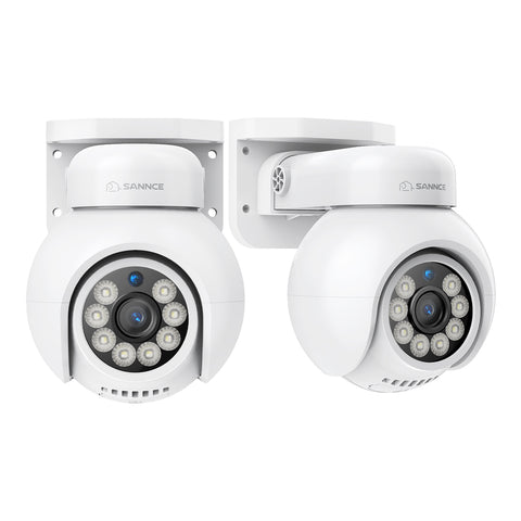 2 STÜCK 4K POE Überwachungskamera, 8MP Ultra-HD (3840×2160), 350°/90° PTZ Schwenkbar, Intelligente Personen-/Fahrzeugerkennung, 2-Wege-Audio, 256GB Großer lokaler Speicher, IP66 Wasserdicht, arbeiten mit SANNCE N98PBD/N96PBK