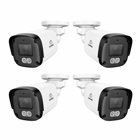 FX800 – 4 Stück 4K PoE-Überwachungskamera mit Audio, SD-Kartensteckplatz, KI-Erkennung, Weitwinkelobjektiv, Dual-Light-Farbnachtsicht und IP67-Wasserschutz