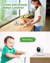 1080p Babyphone mit PTZ Kamera, 5,5 Zoll LCD-Display, 1920x1080p HD Baby Monitor, 5000 mAh-Akku mit Temperatur-, Stromausfallalarme, IR-Nachtsicht, Fütterungserinnerung, 1000ft Reichweite