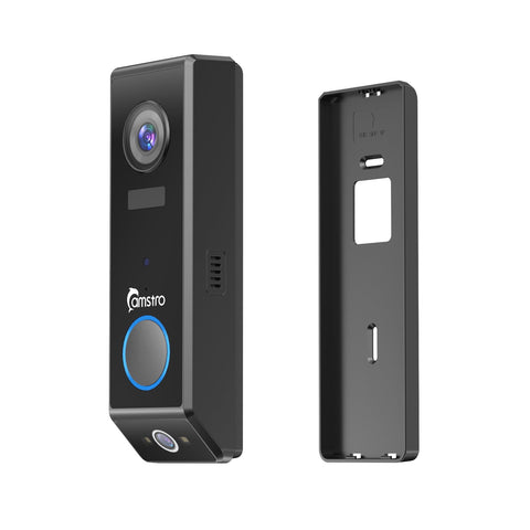 Camstro 2K + 1080P Intelligente Video-Türklingel, Zwei-Wege-Audio, Anpassbare Personenerkennung, Tag-/Nacht-Sicht, 5200mAh Wiederaufladbarer Akku, Unterstützt TF-Karte & Cloud-Speicherung, Funktioniert mit Alexa und Google Assistant