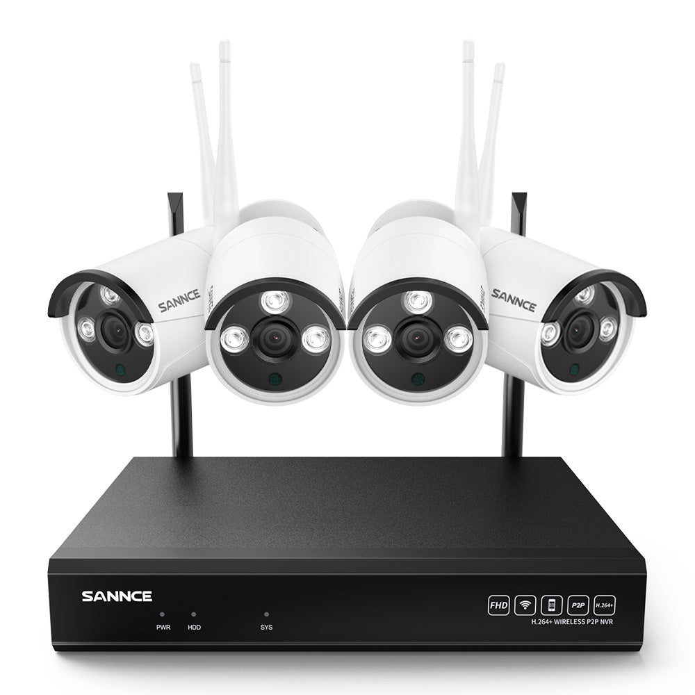 Zertifiziert aufgearbeitet WLAN 3MP 10CH Überwachungskamera Set für Außen,  Audioaufnahme, IP66 Wasserdicht, KI-Personenerkennung, Alexa Unterstützung (4x3MP IP Bullet-Kamera und 8MP 10CH NVR)