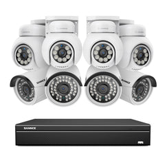 16 Kanal 4K PoE Bullet & PTZ Sicherheitskamerasystem, 8MP PoE IP Kameras für den Außenbereich, schwenk- und neigbar, ONVIF unterstützter NVR, Zwei-Wege-Audio, intelligente Personen-/Fahrzeugerkennung (4x PT-Kameras+4x IP-Kameras)