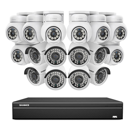 16 Kanal 4K PoE Bullet & PTZ Sicherheitskamerasystem, 8MP PoE IP Kameras für den Außenbereich, schwenk- und neigbar, ONVIF unterstützter NVR, Zwei-Wege-Audio, intelligente Personen-/Fahrzeugerkennung (8x PT-Kameras+8x IP-Kameras)