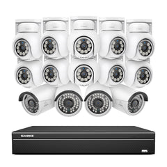 16 Kanal 4K PoE Bullet & PTZ Sicherheitskamerasystem, 8MP PoE IP Kameras für den Außenbereich, schwenk- und neigbar, ONVIF unterstützter NVR, Zwei-Wege-Audio, intelligente Personen-/Fahrzeugerkennung (10x PT-Kameras+4x IP-Kameras)