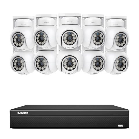4K 16CH POE PTZ Überwachungskamera Set, 8MP Ultra-HD (3840×2160), Fernzugriff,  350°/90° PTZ Schwenkbar, Intelligente Personen-/Fahrzeugerkennung, IP66 Wasserdicht (8MP IP PTZ Kamera und 16CH NVR)