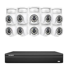 4K 16CH POE PTZ Überwachungskamera Set, 8MP Ultra-HD (3840×2160), Fernzugriff,  350°/90° PTZ Schwenkbar, Intelligente Personen-/Fahrzeugerkennung, IP66 Wasserdicht (8MP IP PTZ Kamera und 16CH NVR)