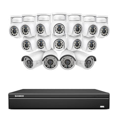16 Kanal 4K PoE Bullet & PTZ Sicherheitskamerasystem, 8MP PoE IP Kameras für den Außenbereich, schwenk- und neigbar, ONVIF unterstützter NVR, Zwei-Wege-Audio, intelligente Personen-/Fahrzeugerkennung (12x PT-Kameras+4x IP-Kameras)