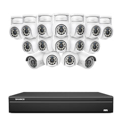 16 Kanal 4K PoE Bullet & PTZ Sicherheitskamerasystem, 8MP PoE IP Kameras für den Außenbereich, schwenk- und neigbar, ONVIF unterstützter NVR, Zwei-Wege-Audio, intelligente Personen-/Fahrzeugerkennung (14x PT-Kameras+2x IP-Kameras)