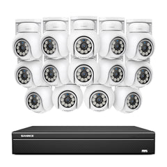 4K 16CH POE PTZ Überwachungskamera Set, 8MP Ultra-HD (3840×2160), Fernzugriff,  350°/90° PTZ Schwenkbar, Intelligente Personen-/Fahrzeugerkennung, IP66 Wasserdicht (8MP IP PTZ Kamera und 16CH NVR)