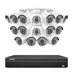 16 Kanal 4K PoE Bullet & PTZ Sicherheitskamerasystem, 8MP PoE IP Kameras für den Außenbereich, schwenk- und neigbar, ONVIF unterstützter NVR, Zwei-Wege-Audio, intelligente Personen-/Fahrzeugerkennung (2x PT-Kameras+14x IP-Kameras)