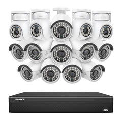 16 Kanal 4K PoE Bullet & PTZ Sicherheitskamerasystem, 8MP PoE IP Kameras für den Außenbereich, schwenk- und neigbar, ONVIF unterstützter NVR, Zwei-Wege-Audio, intelligente Personen-/Fahrzeugerkennung (4x PT-Kameras+10x IP-Kameras)
