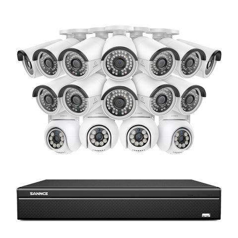 4K 16CH POE PTZ Überwachungskamera Set, 8MP Ultra-HD (3840×2160), Fernzugriff,  350°/90° PTZ Schwenkbar, Intelligente Personen-/Fahrzeugerkennung, IP66 Wasserdicht (8MP IP PTZ Kamera und 16CH NVR)