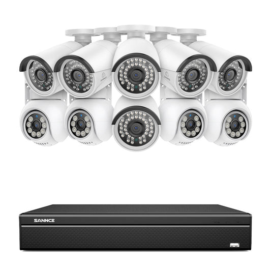 16 Kanal 4K PoE Bullet & PTZ Sicherheitskamerasystem, 8MP PoE IP Kameras für den Außenbereich, schwenk- und neigbar, ONVIF unterstützter NVR, Zwei-Wege-Audio, intelligente Personen-/Fahrzeugerkennung (4x PT-Kameras+6x IP-Kameras)