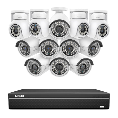 4K 16CH POE PTZ Überwachungskamera Set, 8MP Ultra-HD (3840×2160), Fernzugriff,  350°/90° PTZ Schwenkbar, Intelligente Personen-/Fahrzeugerkennung, IP66 Wasserdicht (8MP IP PTZ Kamera und 16CH NVR)