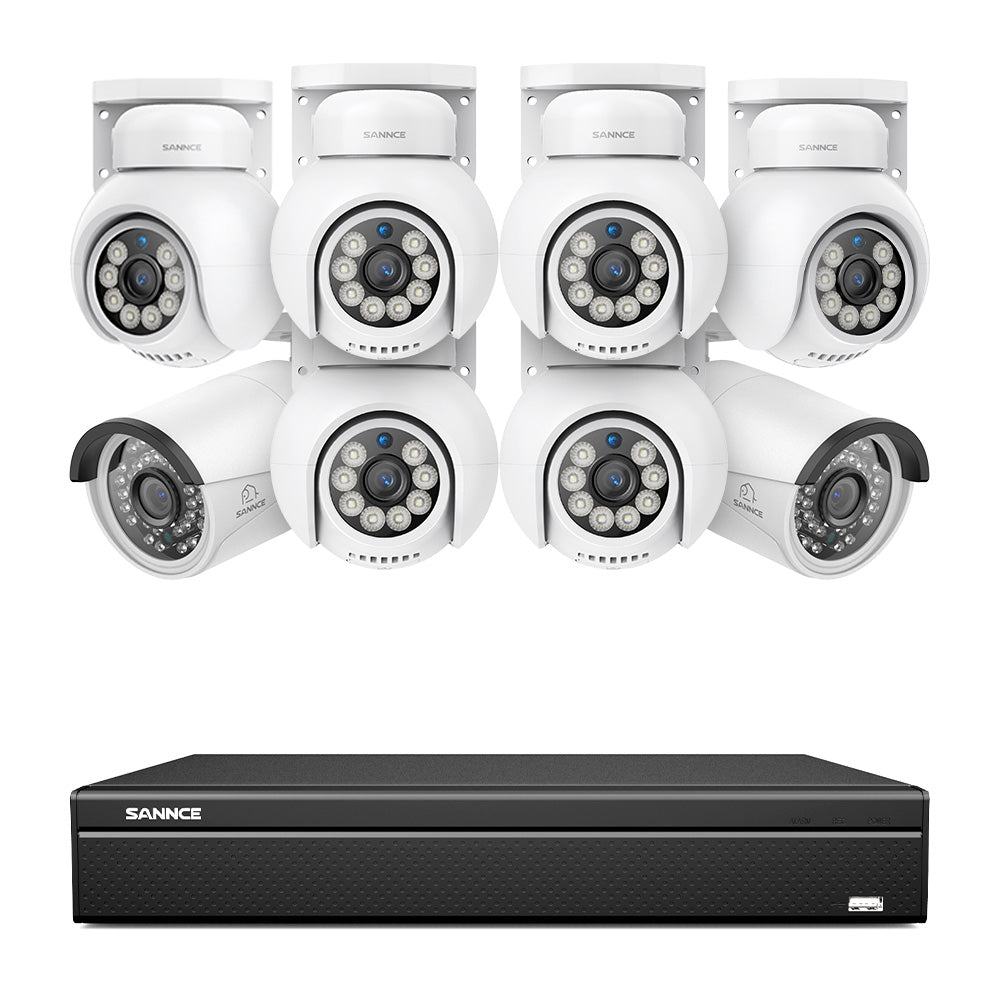 4K 16CH POE PTZ Überwachungskamera Set, 8MP Ultra-HD (3840×2160), Fernzugriff,  350°/90° PTZ Schwenkbar, Intelligente Personen-/Fahrzeugerkennung, IP66 Wasserdicht (8MP IP PTZ Kamera und 16CH NVR)