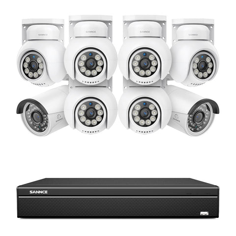 4K 16CH POE PTZ Überwachungskamera Set, 8MP Ultra-HD (3840×2160), Fernzugriff,  350°/90° PTZ Schwenkbar, Intelligente Personen-/Fahrzeugerkennung, IP66 Wasserdicht (8MP IP PTZ Kamera und 16CH NVR)
