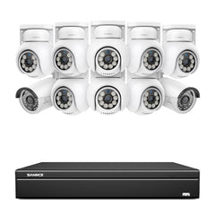 16 Kanal 4K PoE Bullet & PTZ Sicherheitskamerasystem, 8MP PoE IP Kameras für den Außenbereich, schwenk- und neigbar, ONVIF unterstützter NVR, Zwei-Wege-Audio, intelligente Personen-/Fahrzeugerkennung (8x PT-Kameras+2x IP-Kameras)