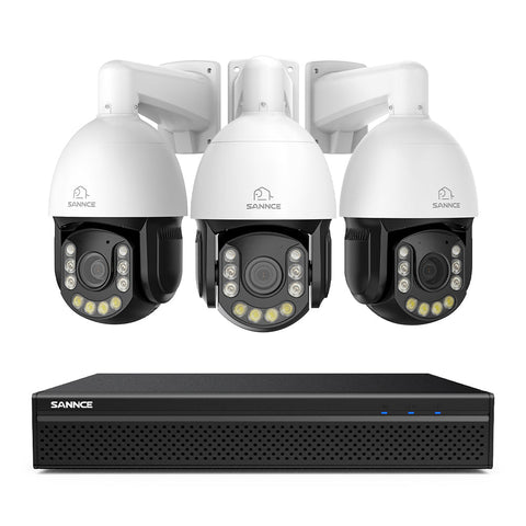 4K 8-Kanal PoE Überwachungssystem mit 3X 20X PTZ 8MP Kameras, Auto-Tracking, Gegensprechfunktion & Nachtsicht