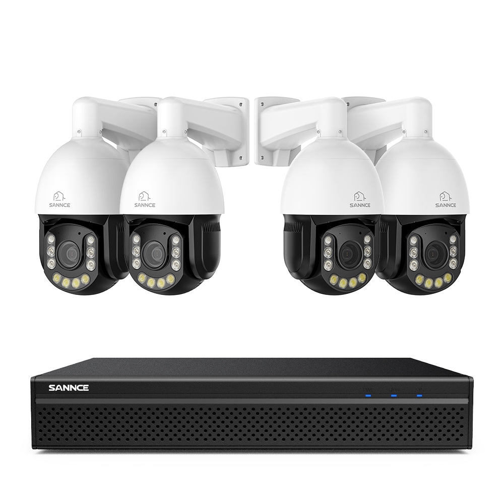 4K 8-Kanal PoE Überwachungssystem mit 4X 20X PTZ 8MP Kameras, Auto-Tracking, Gegensprechfunktion & Nachtsicht