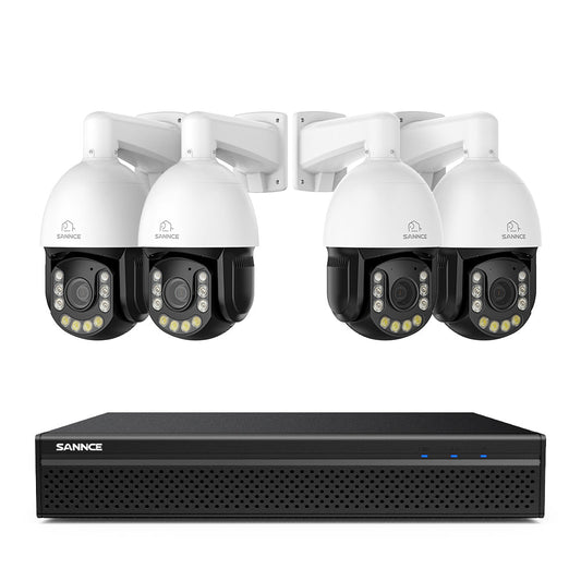 4K 8-Kanal PoE Überwachungssystem mit 4X 20X PTZ 8MP Kameras, Auto-Tracking, Gegensprechfunktion & Nachtsicht