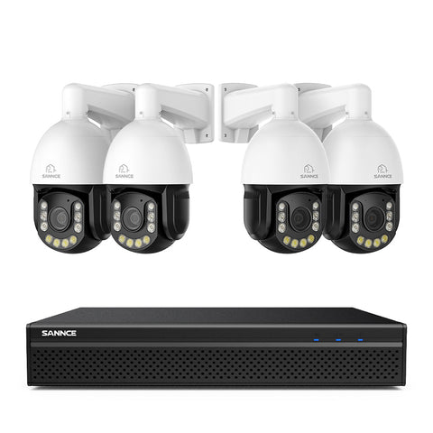 4K 8-Kanal PoE Überwachungssystem mit 4X 20X PTZ 8MP Kameras, Auto-Tracking, Gegensprechfunktion & Nachtsicht