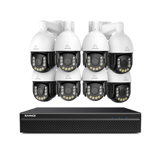 4K 8-Channel PoE Security NVR System with 8PCS 8MP 20X PTZ Camera, Auto Tracking, Two-Way Audio, Color Night Vision