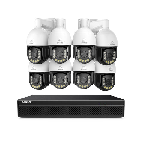 4K 8-Channel PoE Security NVR System with 8PCS 8MP 20X PTZ Camera, Auto Tracking, Two-Way Audio, Color Night Vision
