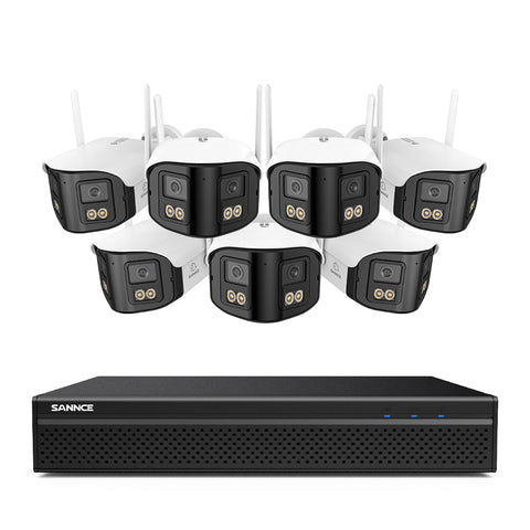 FDQ400 4K 10-Kanal PoE-Sicherheitskamerasystem, 8MP NVR mit 8× 4MP WLAN + PoE IP-Kameras, 170° Ultraweitwinkel, Vollfarb-Nachtsicht bei extrem wenig Licht, Zwei-Wege-Audio, KI-Personenerkennung