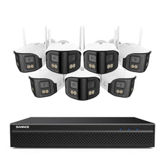 FDQ400 4K 10-Kanal PoE-Sicherheitskamerasystem, 8MP NVR mit 8× 4MP WLAN + PoE IP-Kameras, 170° Ultraweitwinkel, Vollfarb-Nachtsicht bei extrem wenig Licht, Zwei-Wege-Audio, KI-Personenerkennung