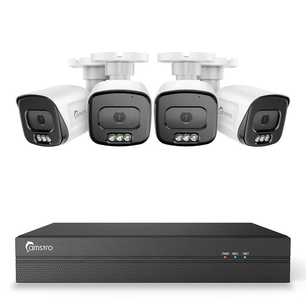 Camstro 4K 8-Kanal PoE CCTV-Überwachungssystem, 4K NVR mit 4× 5MP IP-Kameras, Farbnachtsicht, Anpassbare Bewegungszonen, Umfassende Intelligente Erkennung, Zwei-Wege-Audio-Gegensprechanlage, IP67 Wetterfest